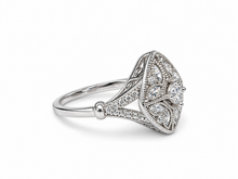 Load image into Gallery viewer, Silver CZ Art Deco Style Flower Ring