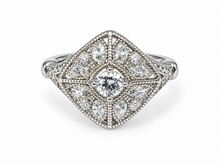 Load image into Gallery viewer, Silver CZ Art Deco Style Flower Ring
