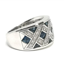 Load image into Gallery viewer, 9ct White Gold Natural Sapphire and Diamond Ring
