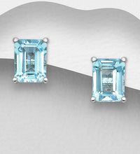 Load image into Gallery viewer, Silver Studs Earrings, Decorated with Natural Topaz
