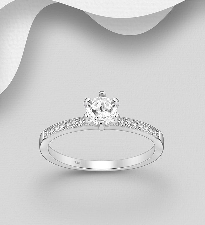 Silver Solitaire Cz Ring