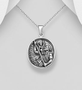 Silver Oxidized St.Chistopher Pendant