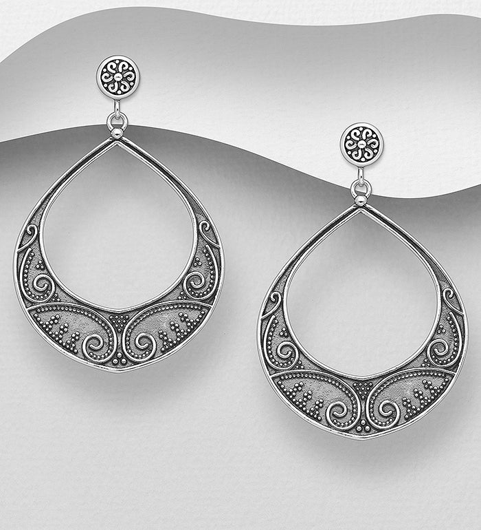 Silver Oxidized Studs Earrings