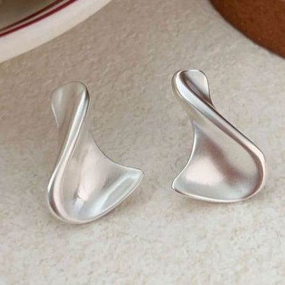 Silver Twist Shape Stud Earrings