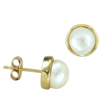 Load image into Gallery viewer, 9Y Bezel Set 7-7.5mm Freshwater Cultured Button Pearl Studs
