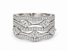 Load image into Gallery viewer, Silver Cubic Zirconia Wave Ring
