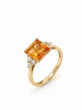 Load image into Gallery viewer, 9ct Yellow Gold, Citrine and Diamond Ring
