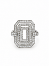 Load image into Gallery viewer, 9ct White Gold Diamond Dress Ring Art Deco style
