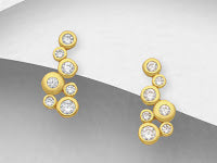 Sterling Silver Bubbles CZ Stud Earrings / Gold Plated