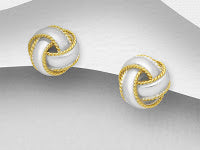 Sterling Silver Knot Push-Back Earrings two tone