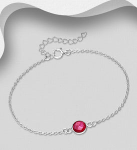 Silver Natural Ruby Bracelet