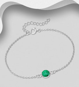 Silver Natural Emerald Bracelet