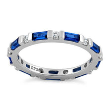Load image into Gallery viewer, Sterling Silver Blue Sapphire and White CZ Eternity Ring

