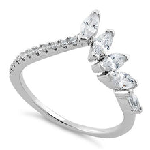 Load image into Gallery viewer, Sterling Silver V Shape Marquise CZ Ring
