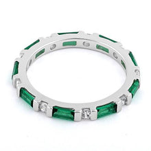 Load image into Gallery viewer, Sterling Silver Emerald and White CZ Eternity Ring
