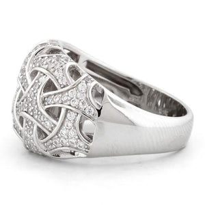 Sterling Silver Woven Pave CZ Ring