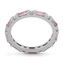 Load image into Gallery viewer, Sterling Silver Pink and White CZ Eternity Ring
