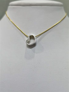 Handmade silver heart pendant with silver gold plated chain