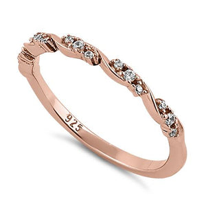 Sterling Silver Rose Gold Plated CZ Ring